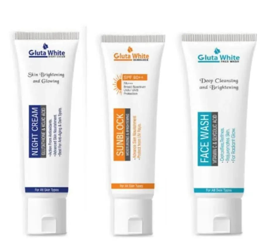 Ultimate Skincare Bundle: 3 in 1 Night Cream, Sunblock & Face Wash (3 Pcs)