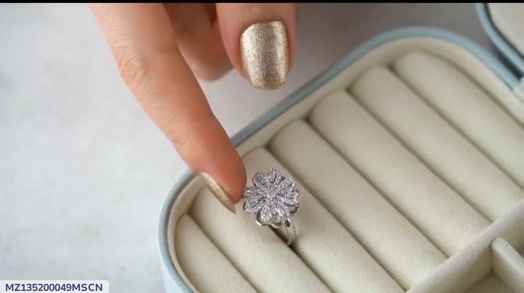 Rotating Silver Plated Zircon Adjustable Ring