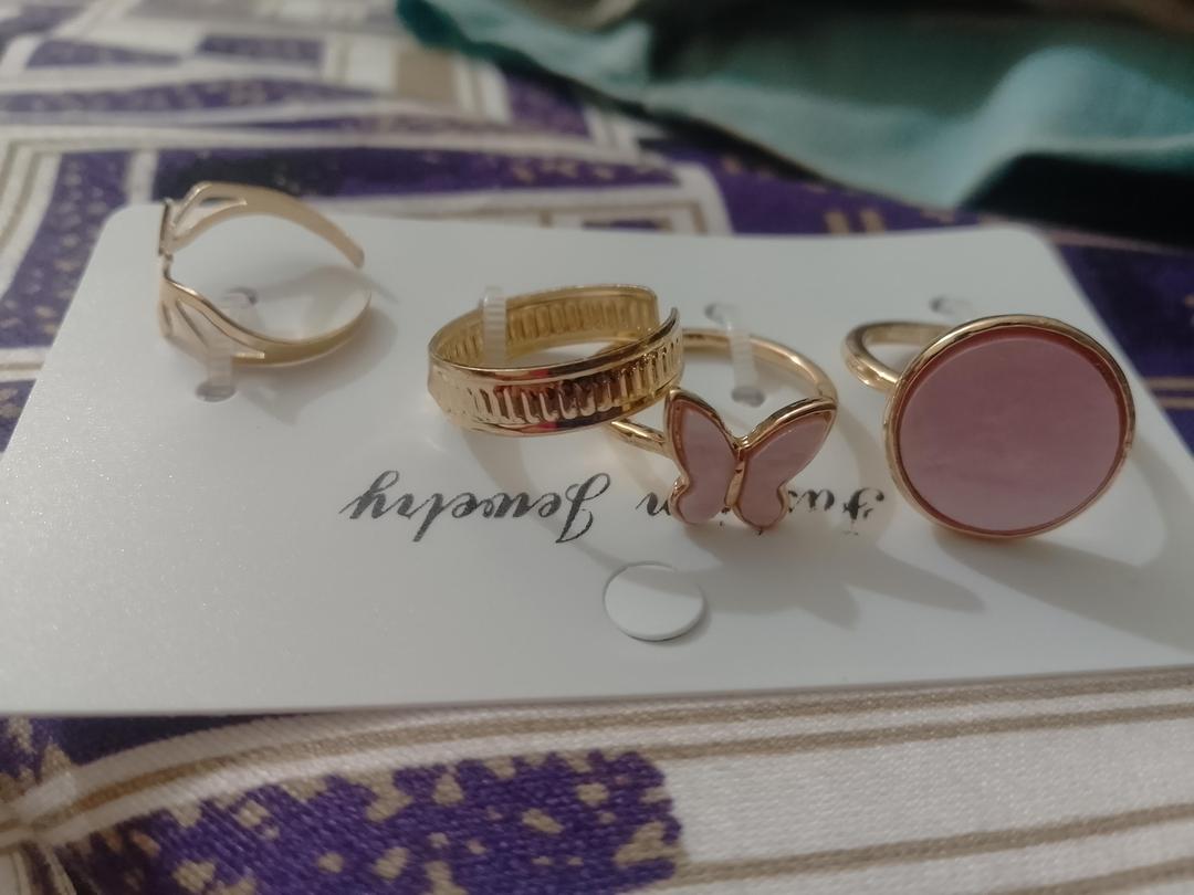 Antique Plated Artificial Stones Rings Set