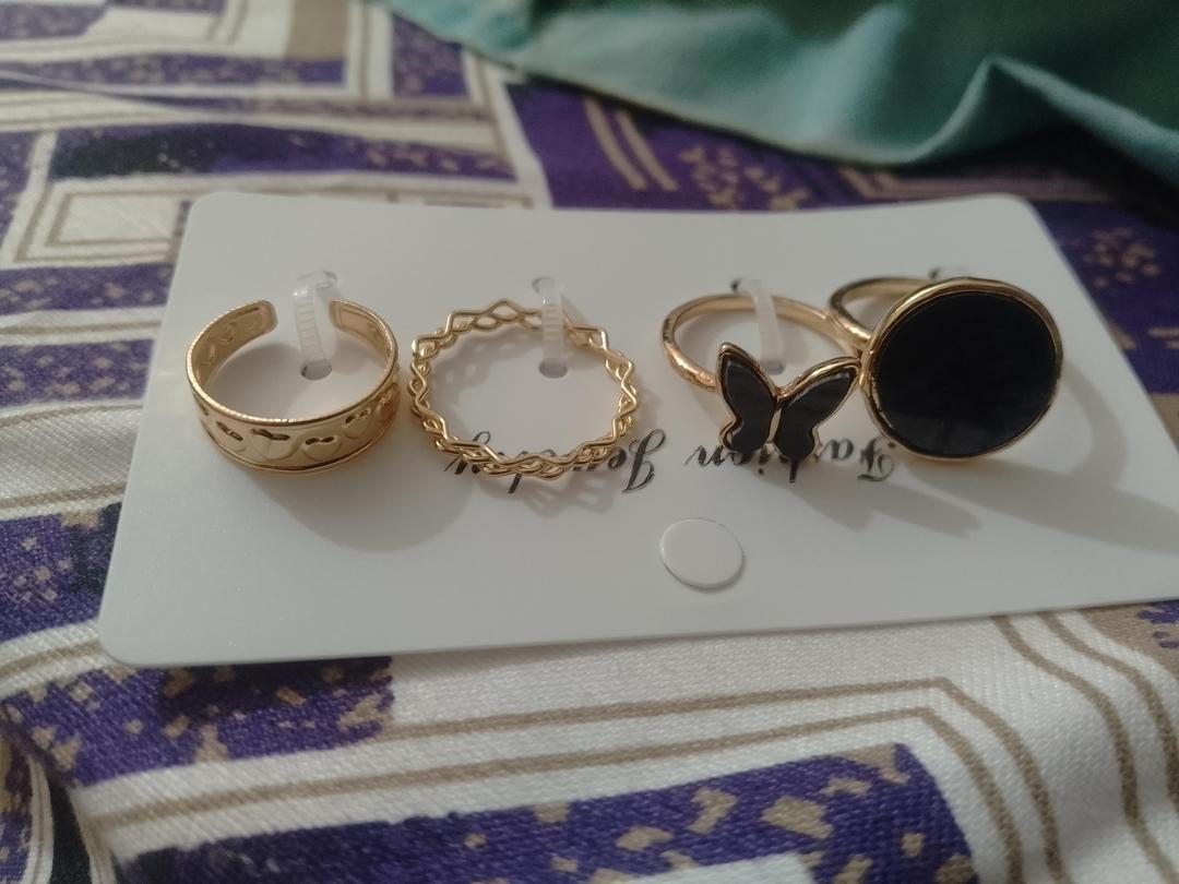 Antique Plated Artificial Stones Rings Set