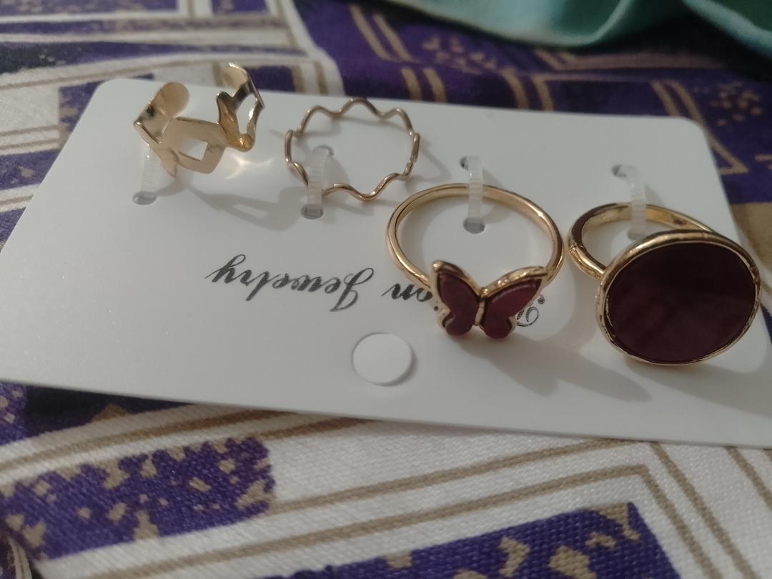 Antique Plated Artificial Stones Rings Set