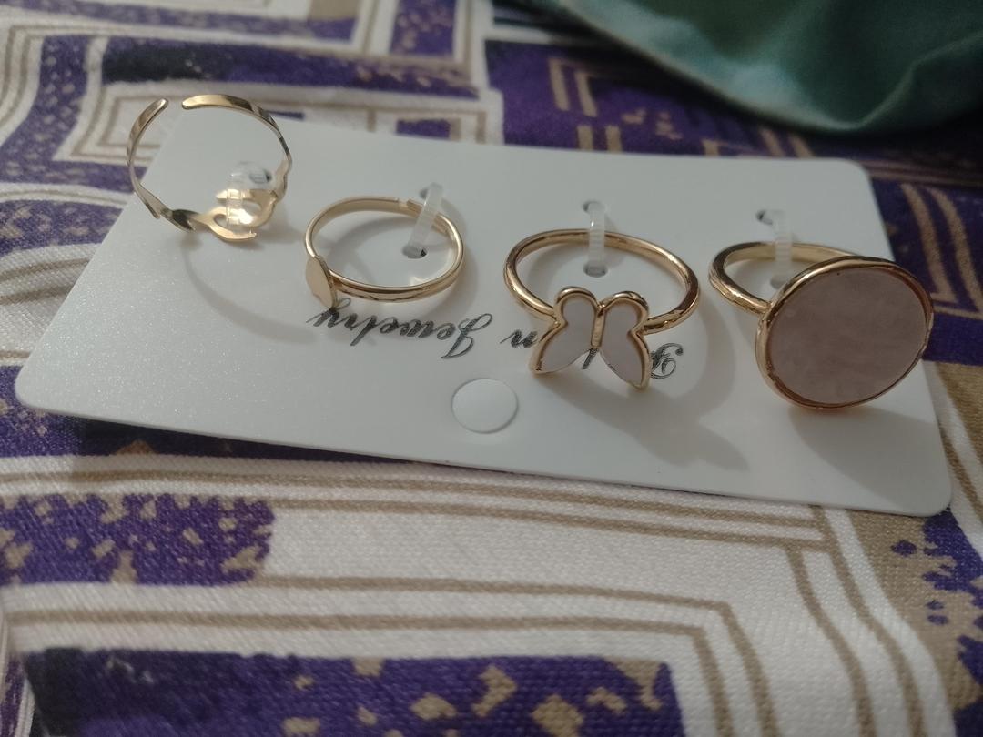 Antique Plated Artificial Stones Rings Set