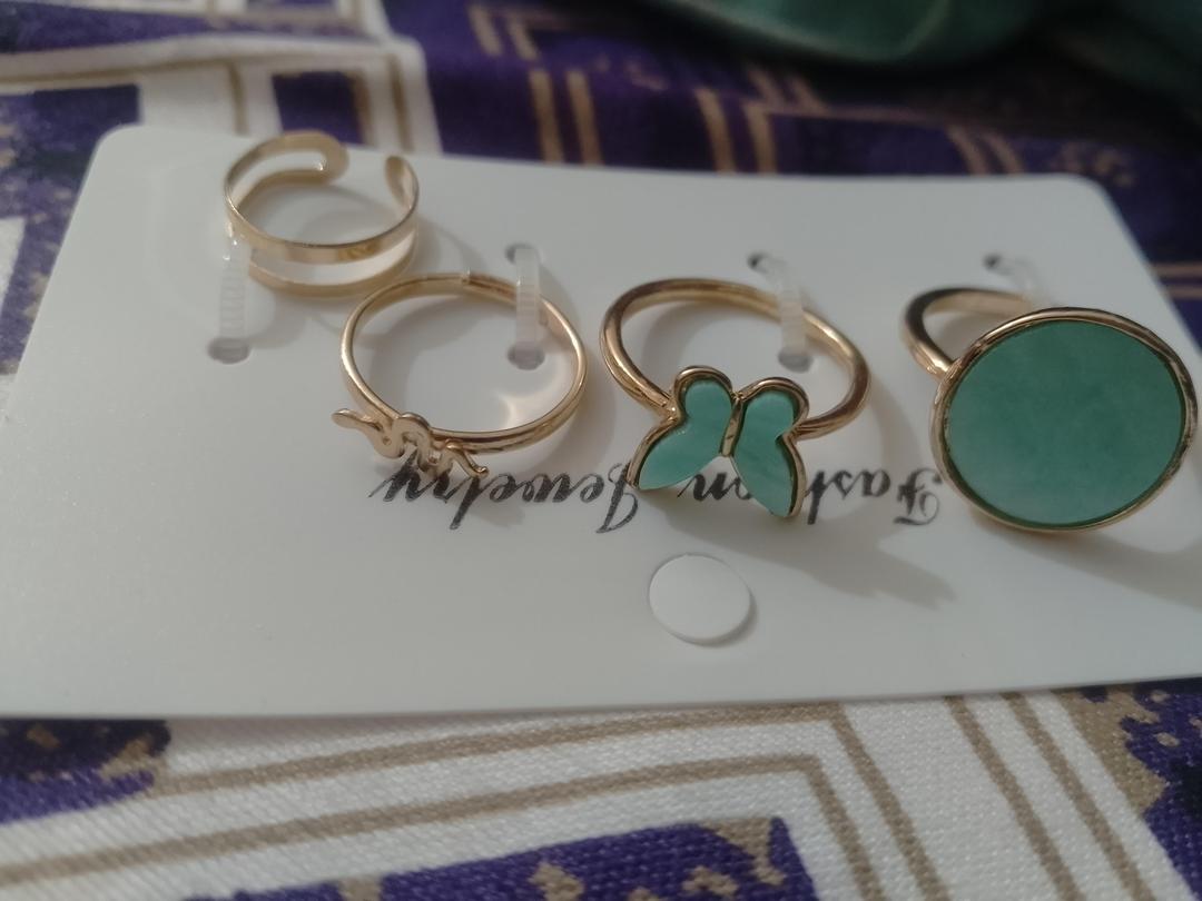 Antique Plated Artificial Stones Rings Set