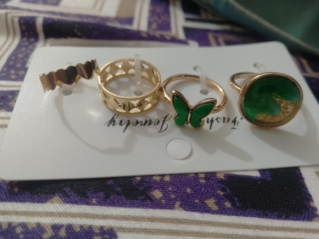 Antique Plated Artificial Stones Rings Set