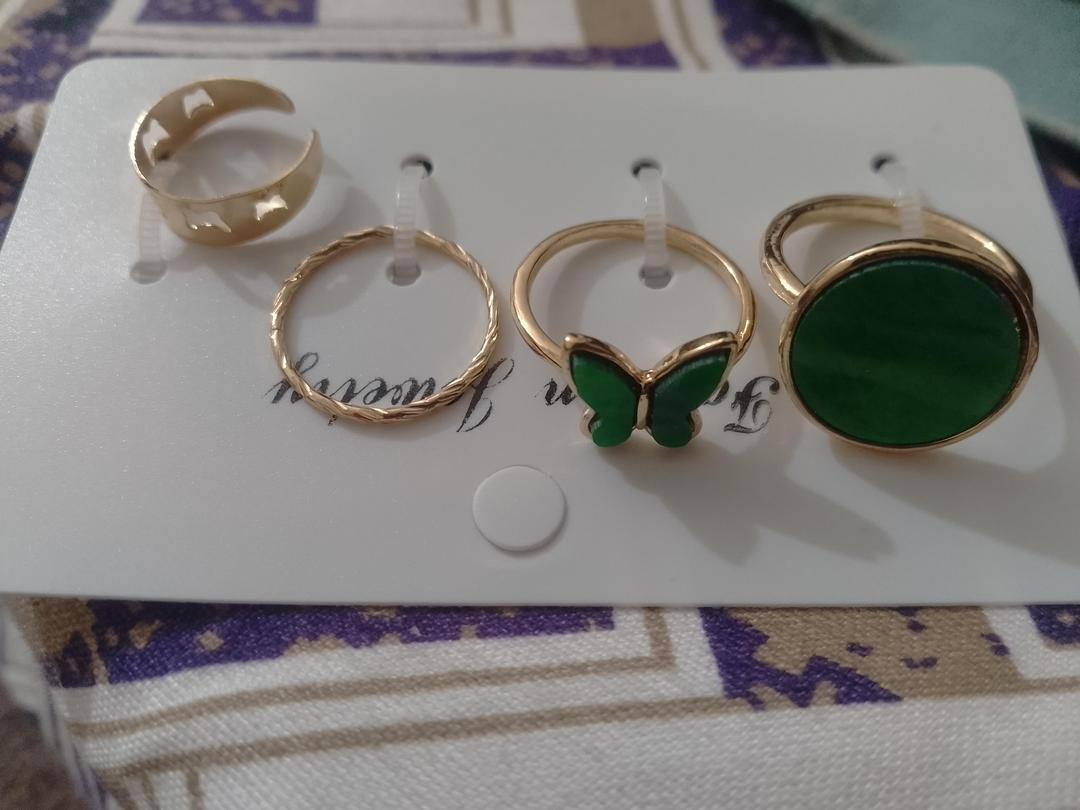 Antique Plated Artificial Stones Rings Set